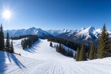 Mammoth Mountain ski slopes with California sunshine