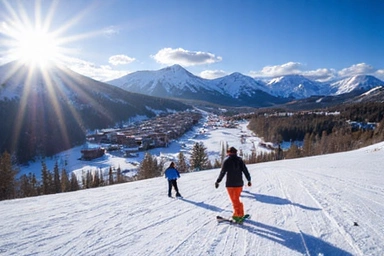 Park City Mountain Resort with skiers on a sunny day